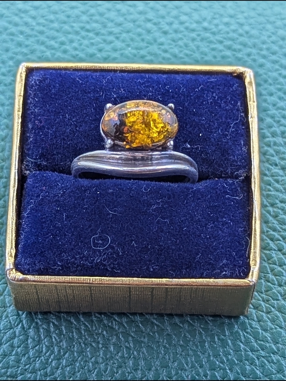✨ Honey Amber Ring in Sterling Silver 🧡